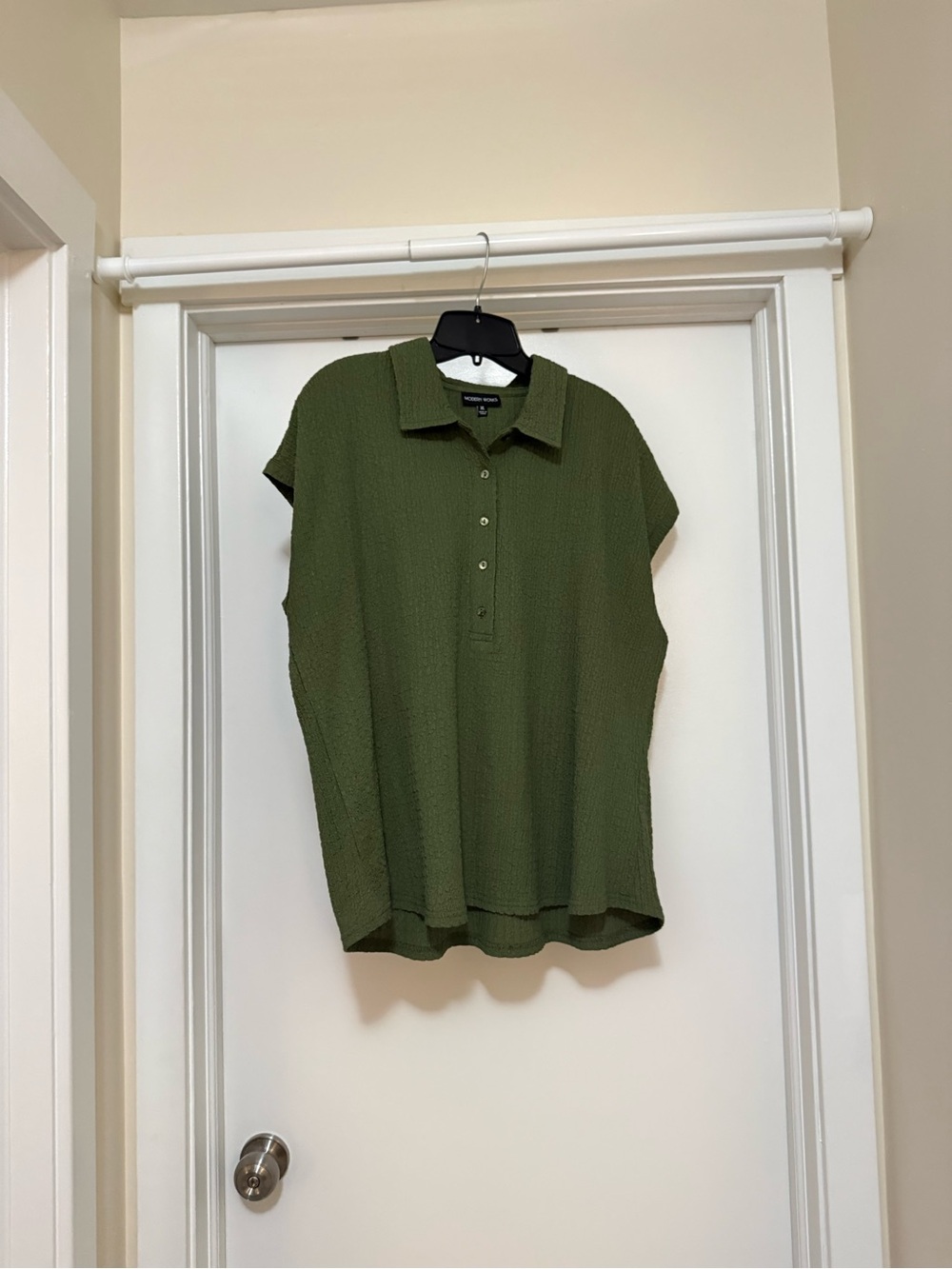 Modern Works Women’s Olive Green Short Sleeve Polo Blouse